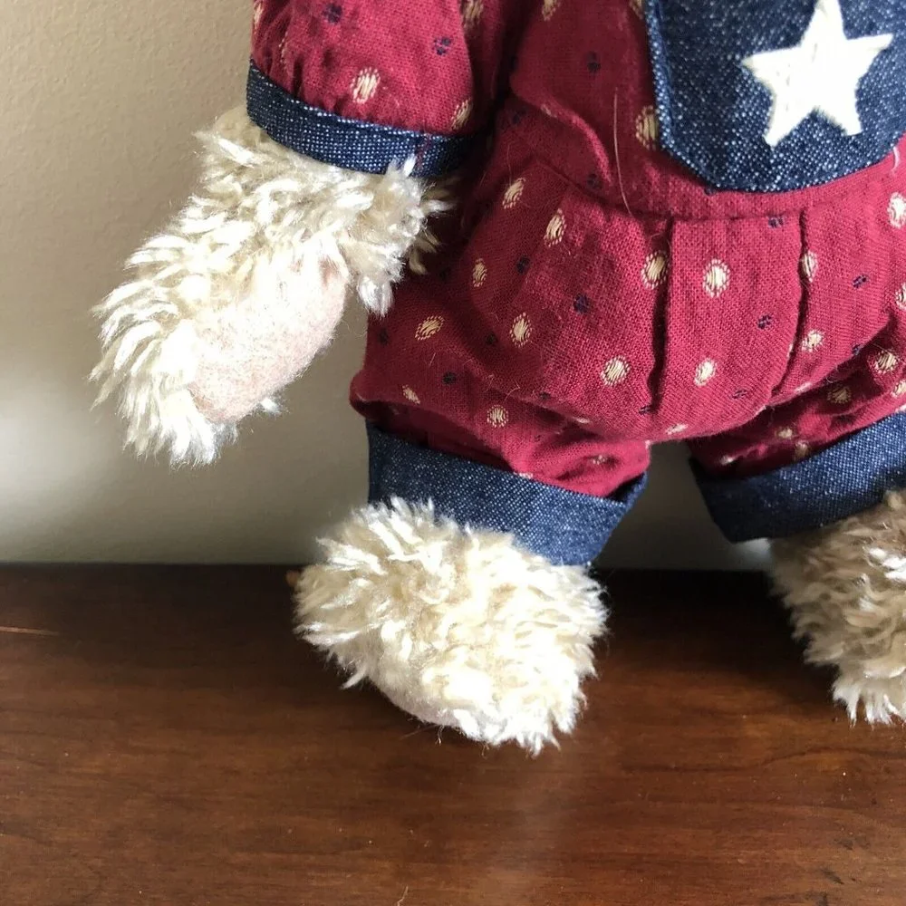 Boyds Bears Jennie Mae Spangler Red Jump Suit Embroidered Star Hair Bow American